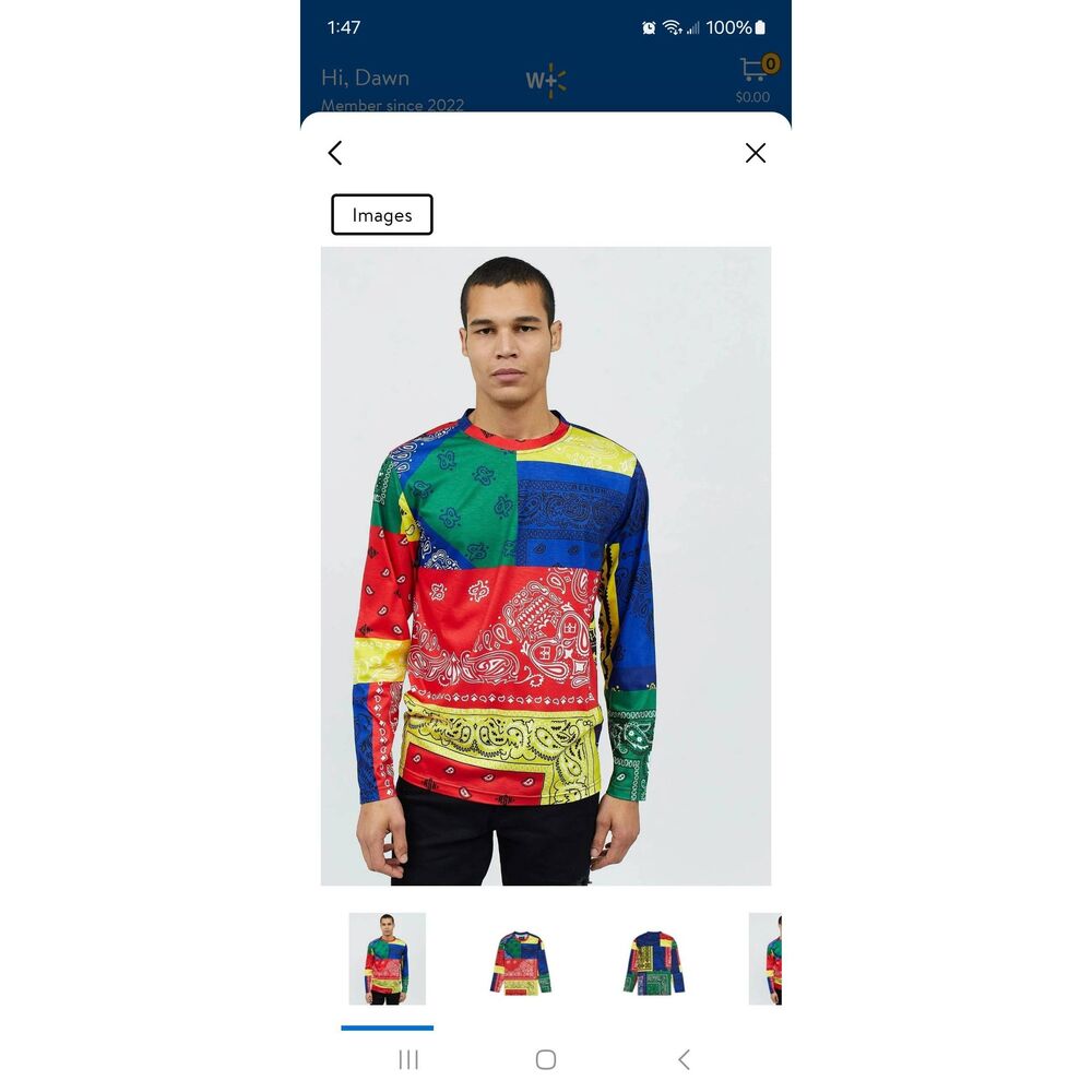 New XL Reason Colorful Bandana Long Sleeve Pullover Tee Tshirt Streetwear NWT